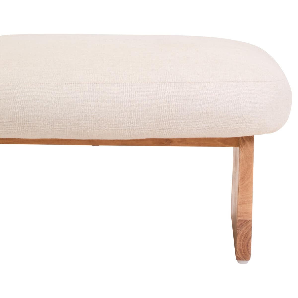 Hamilton Interiors Living Parova Cream Linen Textured Footstool With Wood Base House of Isabella UK