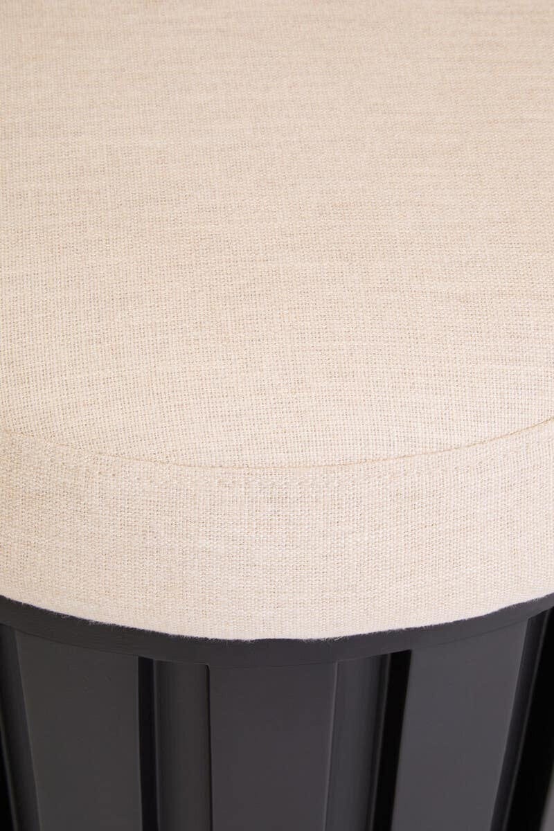 Hamilton Interiors Living Perdoba Black Mango Wood and Cream Linen Stool House of Isabella UK