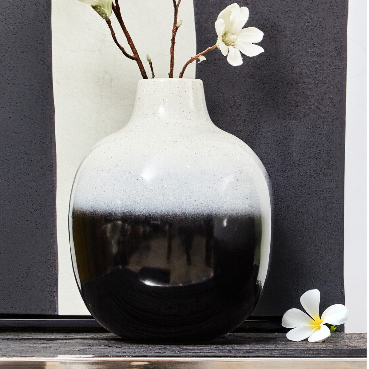 Hamilton Interiors Living Ramus Large Black And White Ombre Vase House of Isabella UK