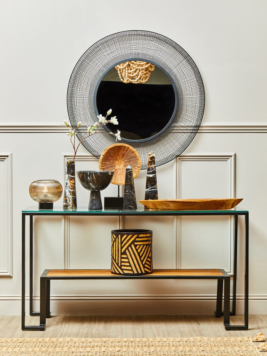 Hamilton Interiors Living Salmo Black Marble Tapered Vase House of Isabella UK