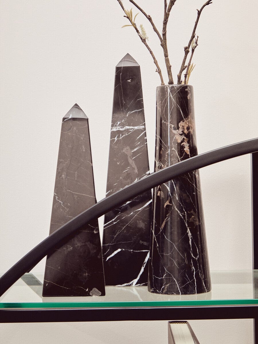 Hamilton Interiors Living Salmo Black Marble Tapered Vase House of Isabella UK