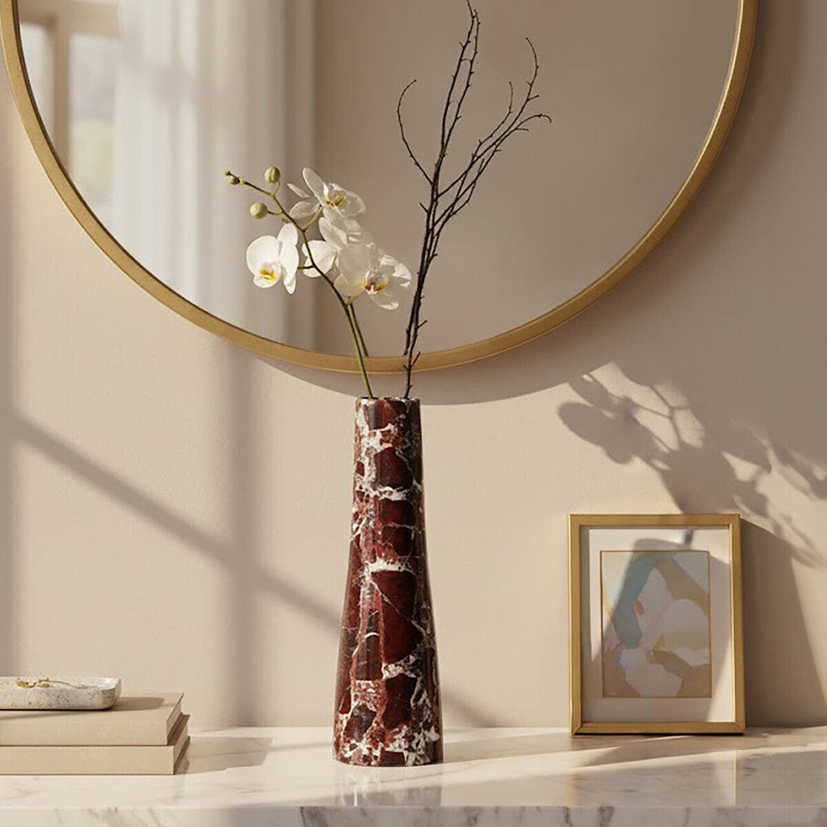 Hamilton Interiors Living Salmo Red Marble Tapered Vase House of Isabella UK