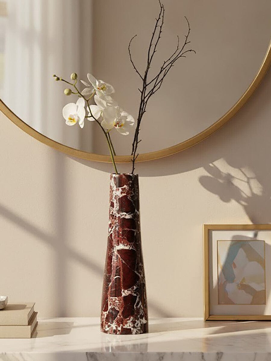 Hamilton Interiors Living Salmo Red Marble Tapered Vase House of Isabella UK