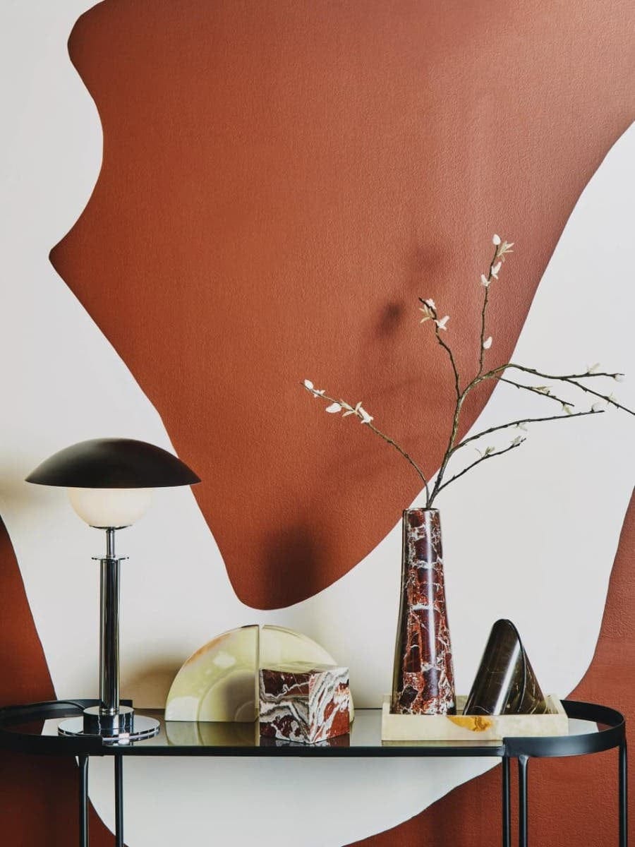 Hamilton Interiors Living Salmo Red Marble Tapered Vase House of Isabella UK