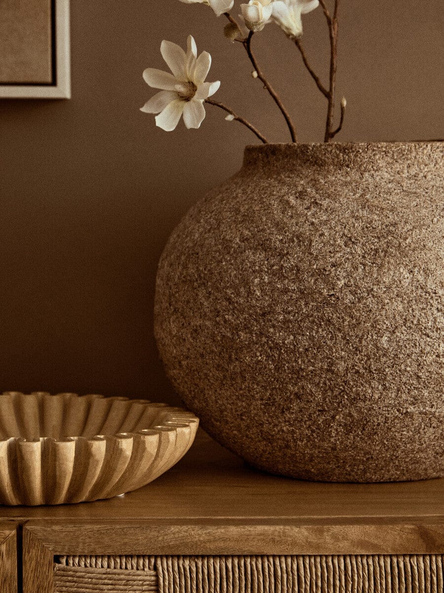 Hamilton Interiors Living Sanai Cotton Mache And Coco Shell Round Vase House of Isabella UK