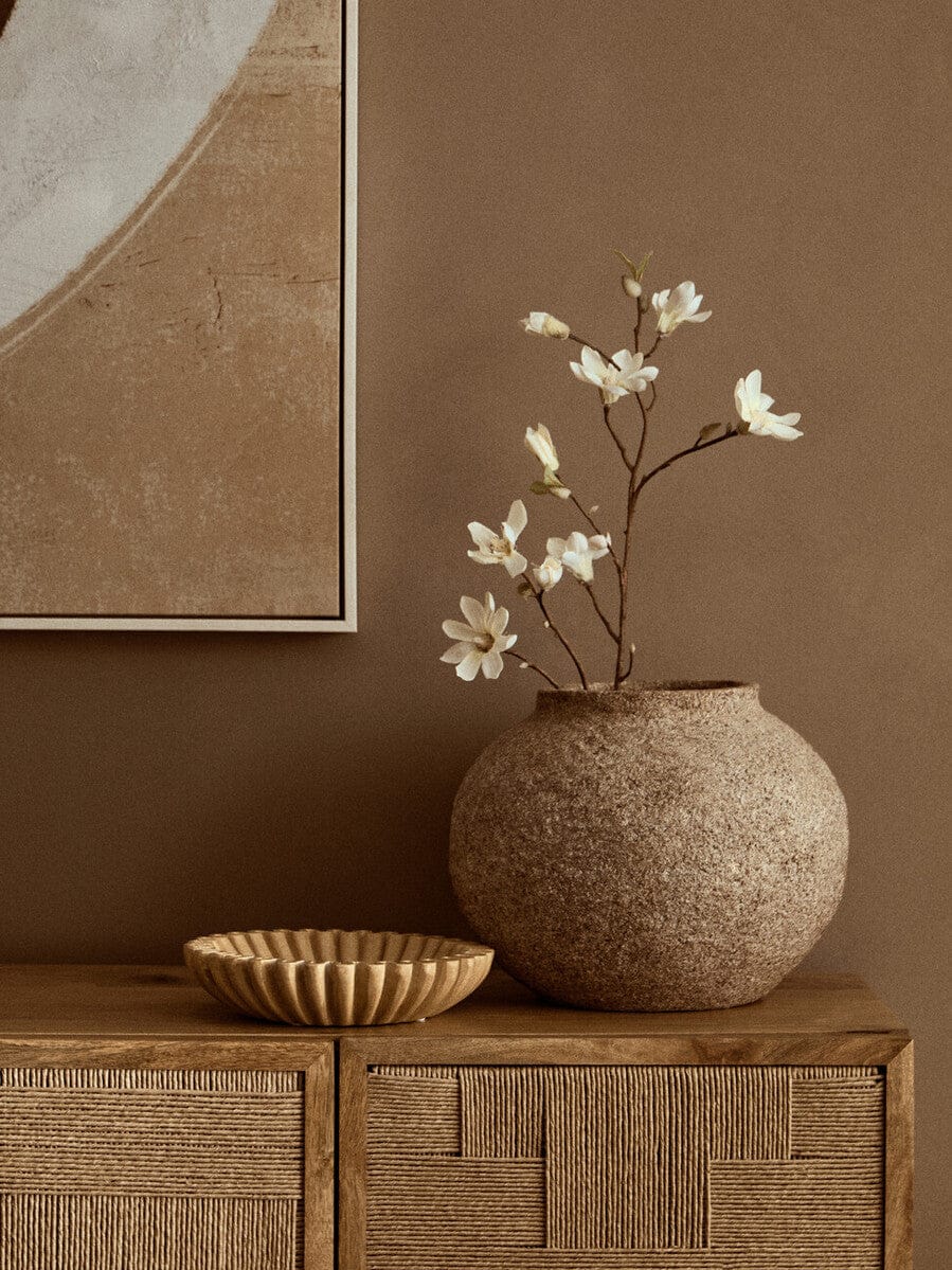 Hamilton Interiors Living Sanai Cotton Mache And Coco Shell Round Vase House of Isabella UK