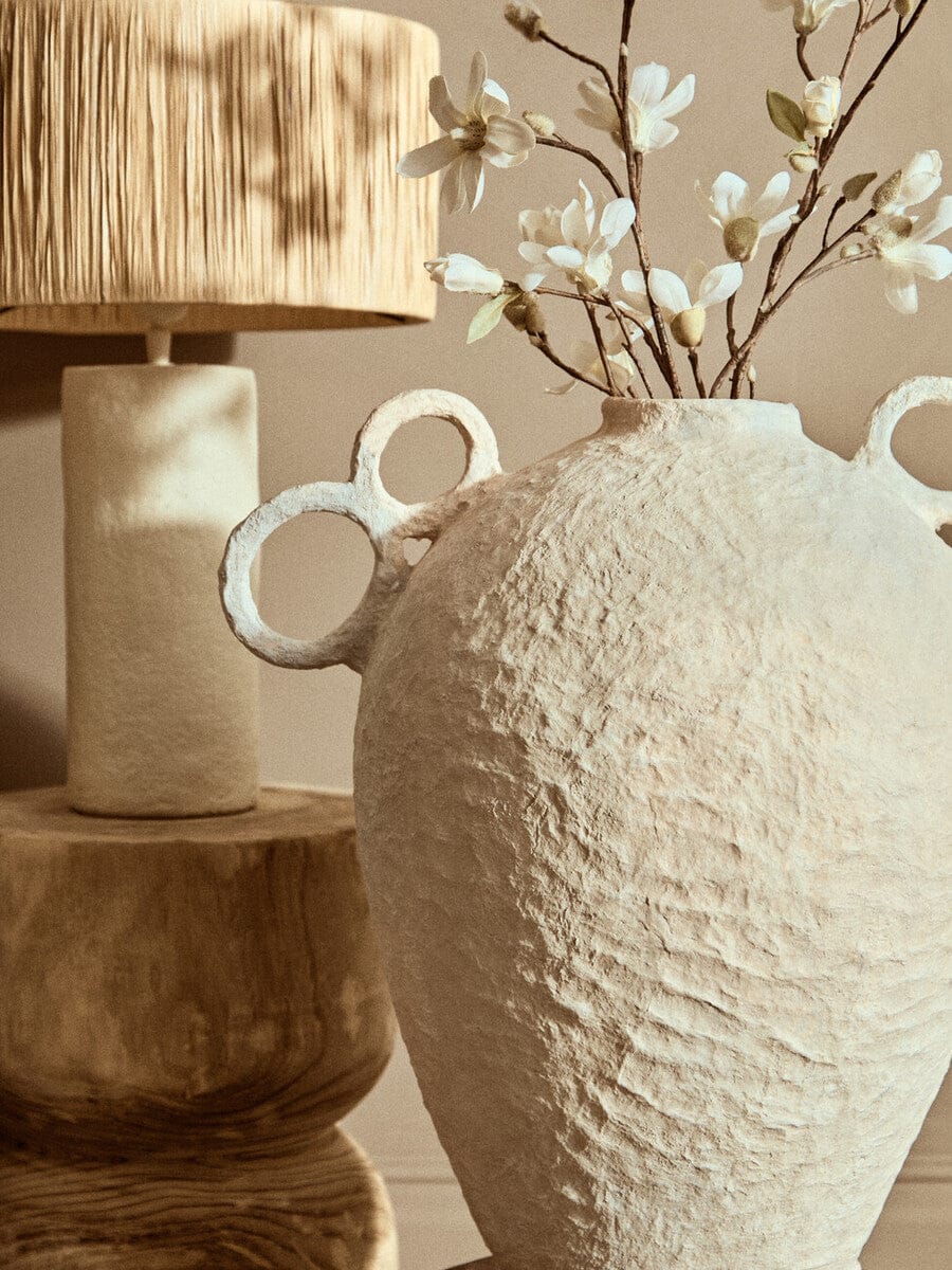 Hamilton Interiors Living Sanai Cotton Mache Large Vase With Decorative Handles House of Isabella UK