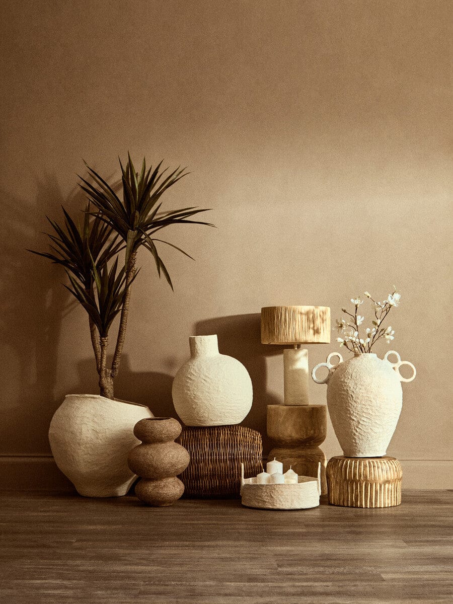 Hamilton Interiors Living Sanai Cotton Mache Large Vase With Decorative Handles House of Isabella UK