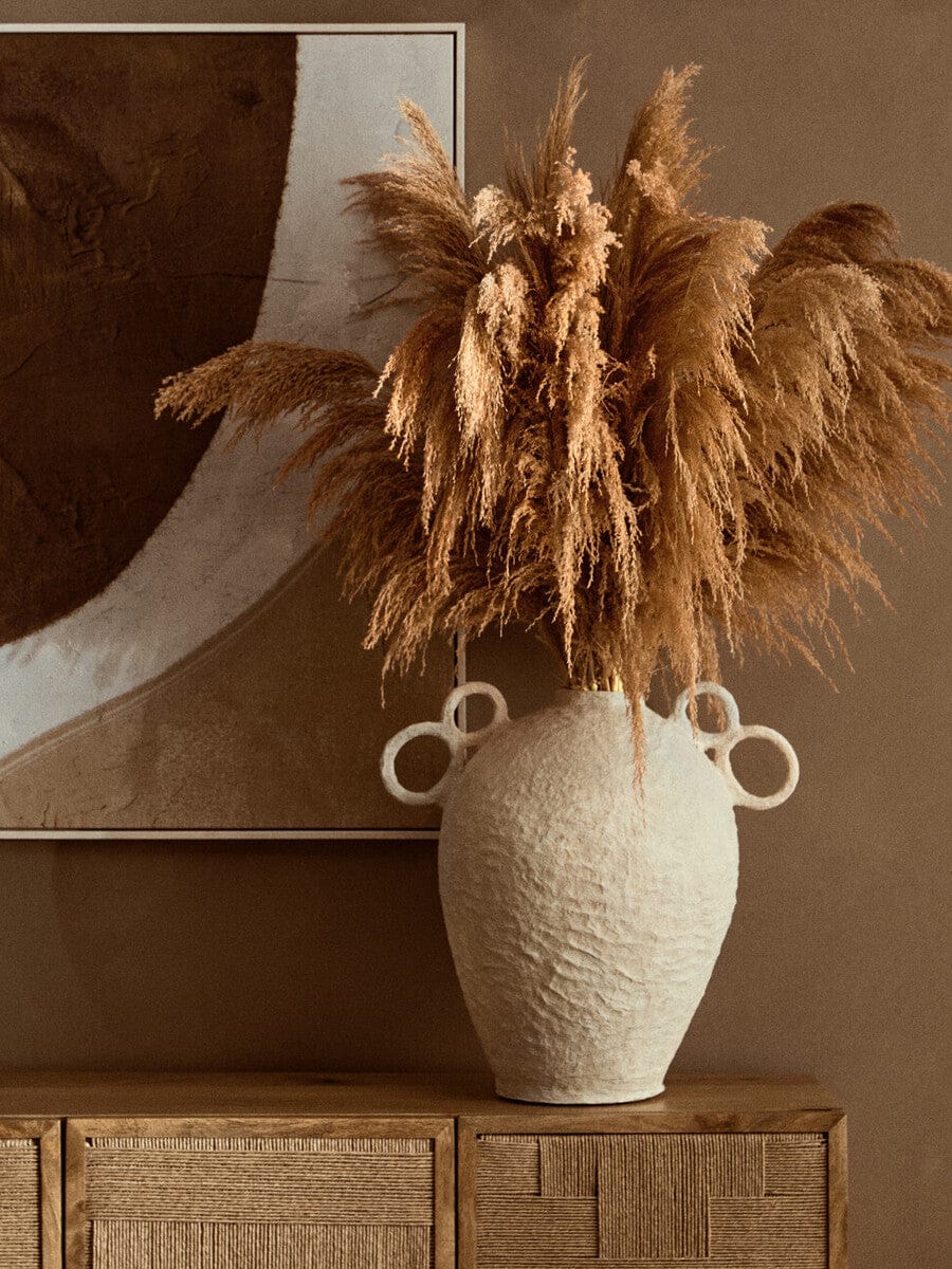 Hamilton Interiors Living Sanai Cotton Mache Large Vase With Decorative Handles House of Isabella UK