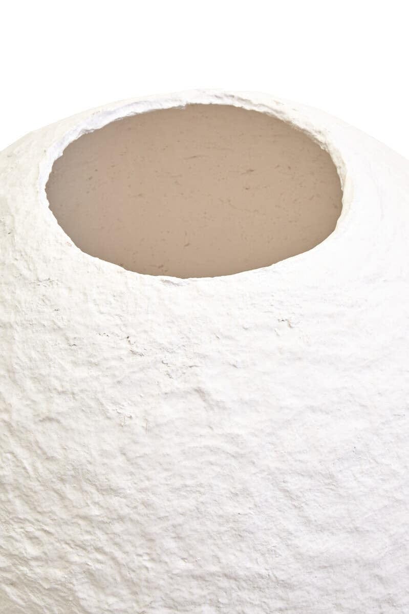 Hamilton Interiors Living Sanai Cotton Mache Large White Round Vase House of Isabella UK