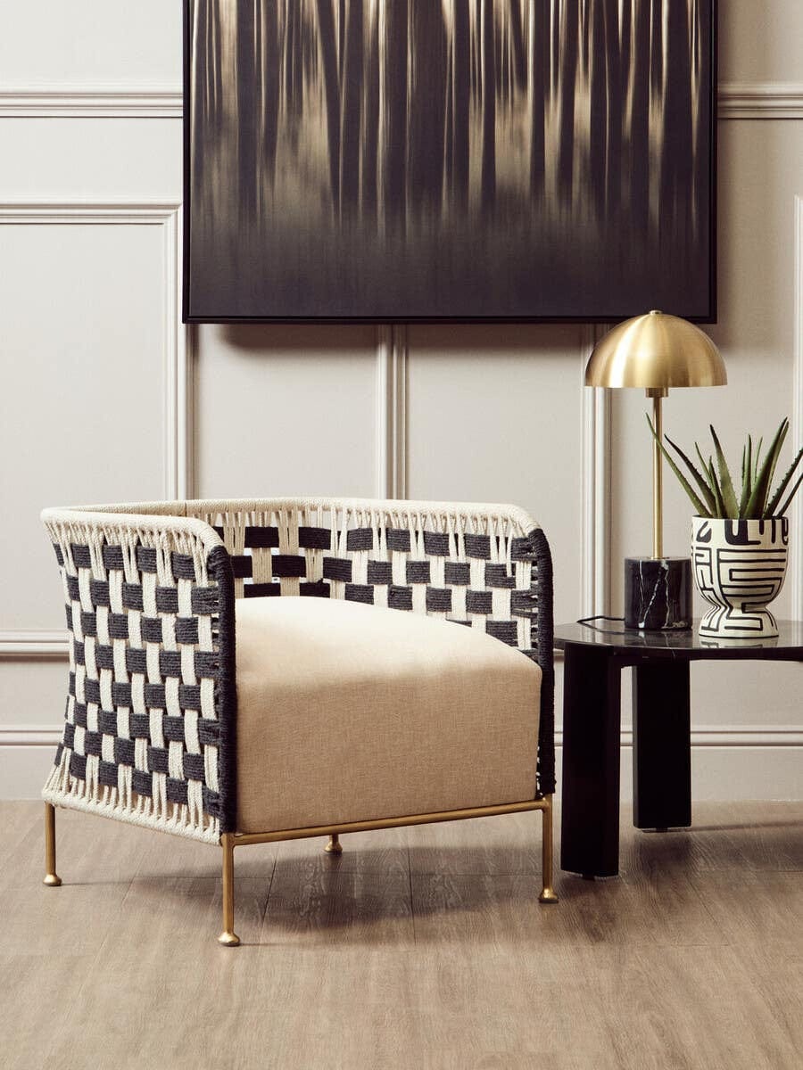 Hamilton Interiors Living Satna Black And White Jute Chair House of Isabella UK