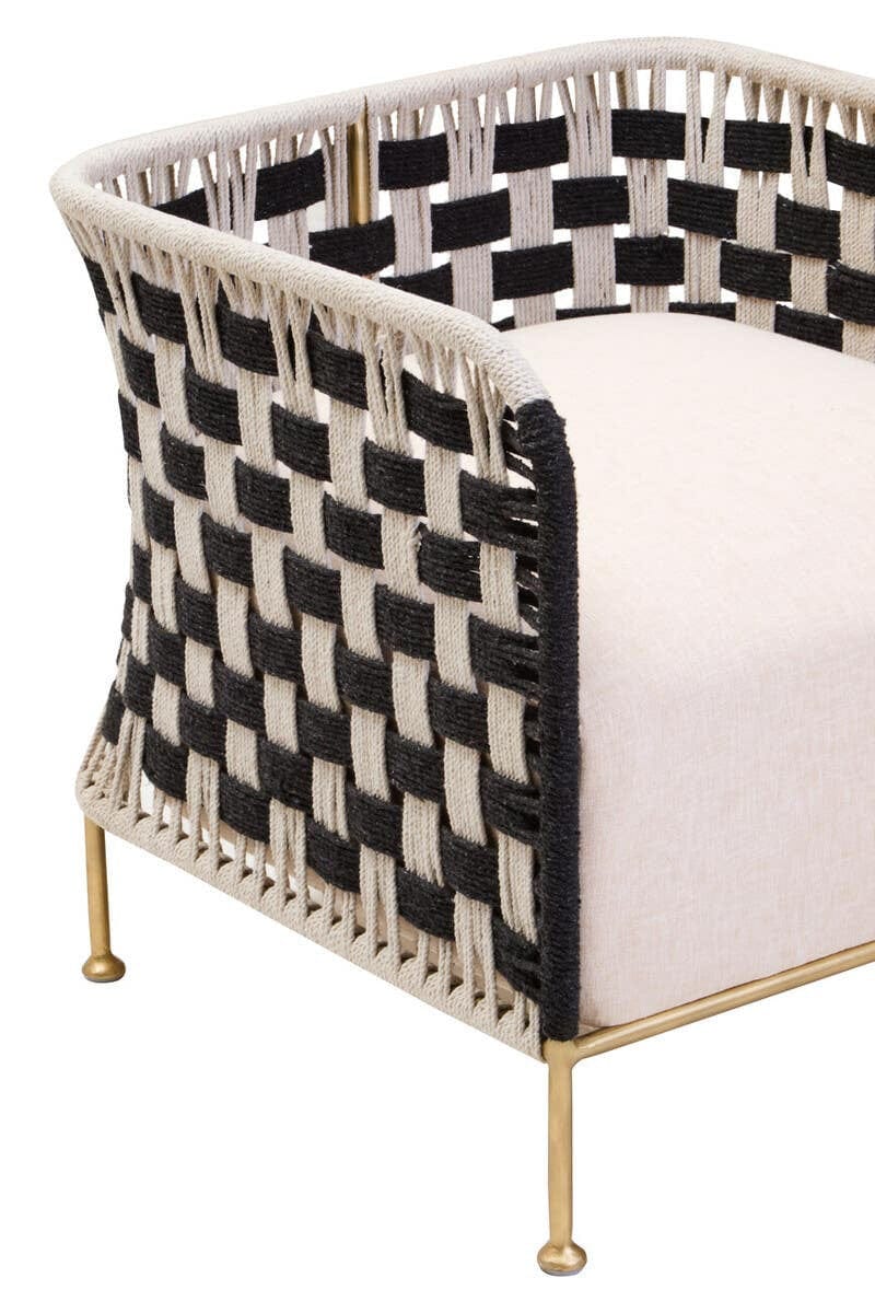 Hamilton Interiors Living Satna Black And White Jute Chair House of Isabella UK