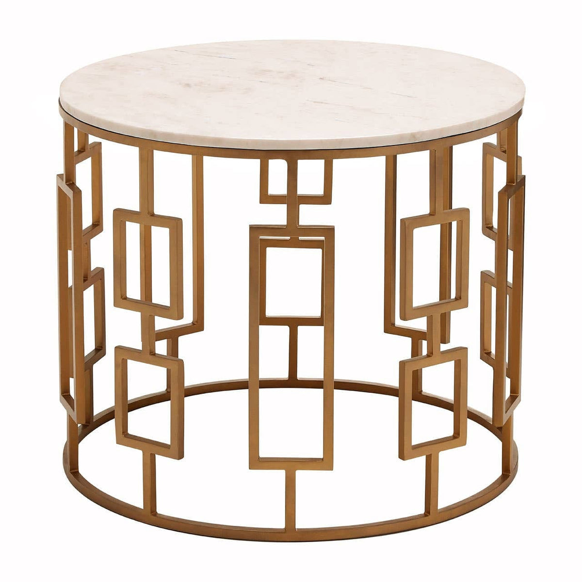 Hamilton Interiors Living Shalimar White Marble Top Side Table with Gold Finish Base House of Isabella UK