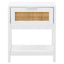 Hamilton Interiors Living Sherman White Wood and Rattan One Drawer Side Table House of Isabella UK
