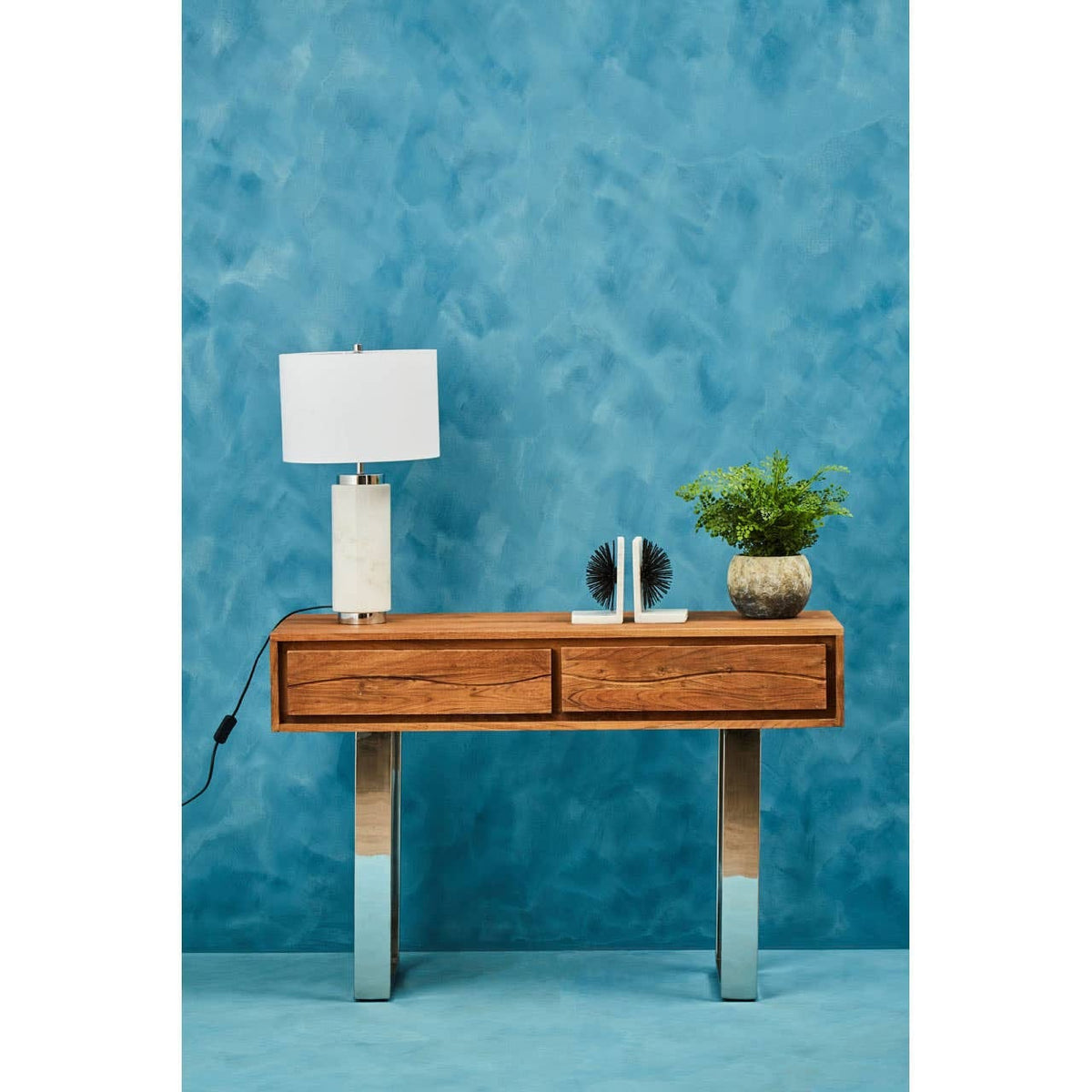 Hamilton Interiors Living Simla Acacia Wood Two Drawer Console Table House of Isabella UK