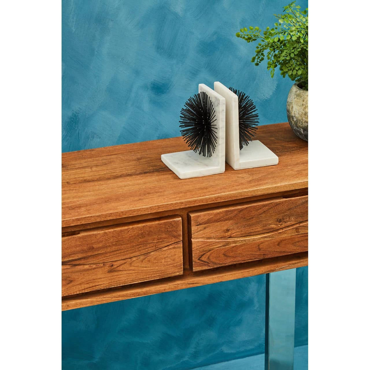 Hamilton Interiors Living Simla Acacia Wood Two Drawer Console Table House of Isabella UK
