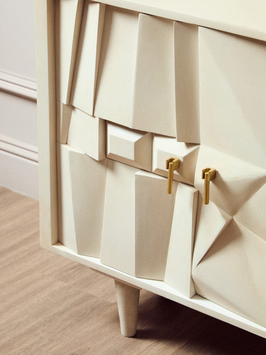 Hamilton Interiors Living Sita Four Door Whitewash Mango Wood Abstract Sideboard House of Isabella UK