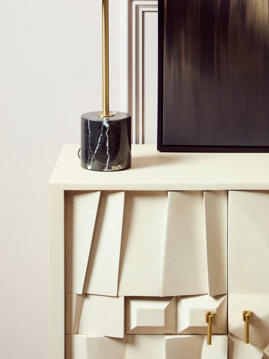 Hamilton Interiors Living Sita Four Door Whitewash Mango Wood Abstract Sideboard House of Isabella UK