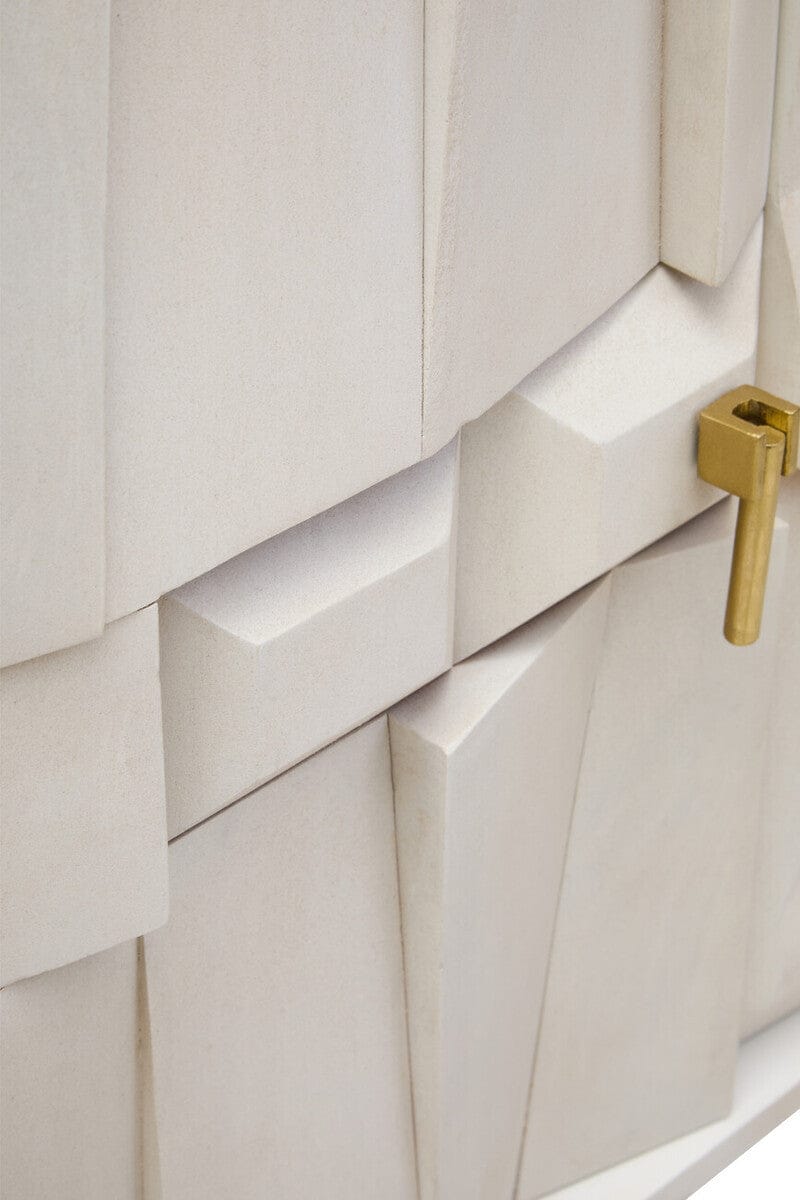 Hamilton Interiors Living Sita Four Door Whitewash Mango Wood Abstract Sideboard House of Isabella UK