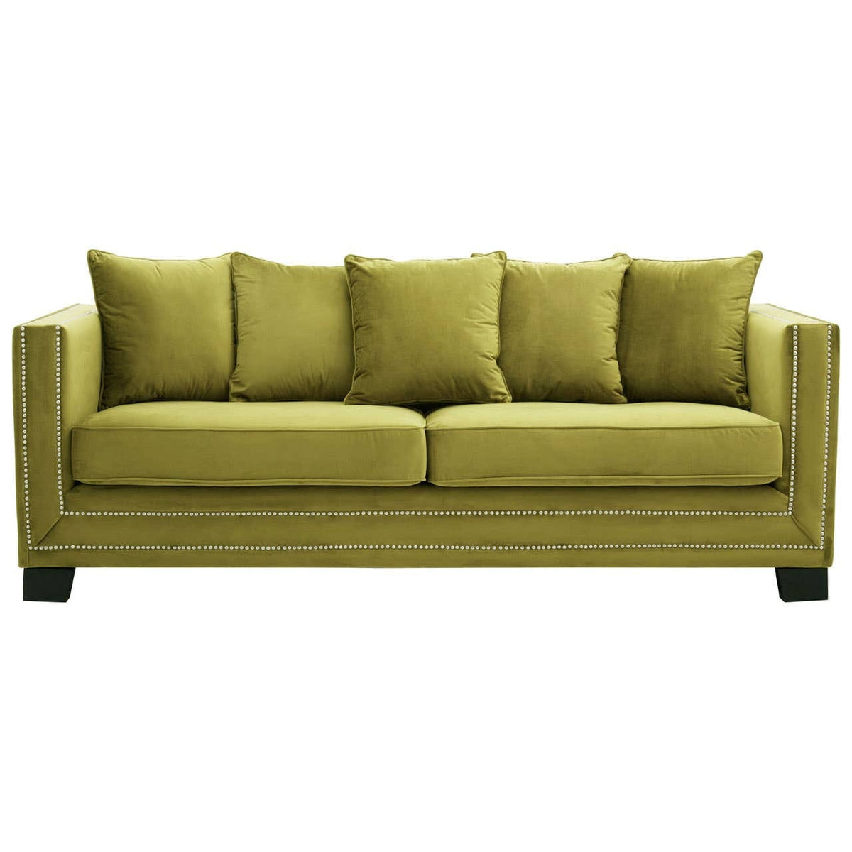 Hamilton Interiors Living Sofia Moss Green Velvet 3 Seater Sofa House of Isabella UK