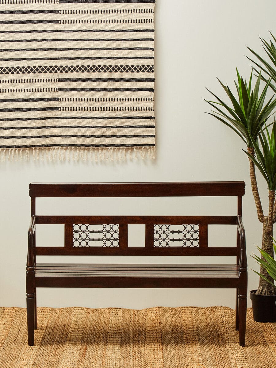 Hamilton Interiors Living Srina Dark Sheesham Wood Bench House of Isabella UK