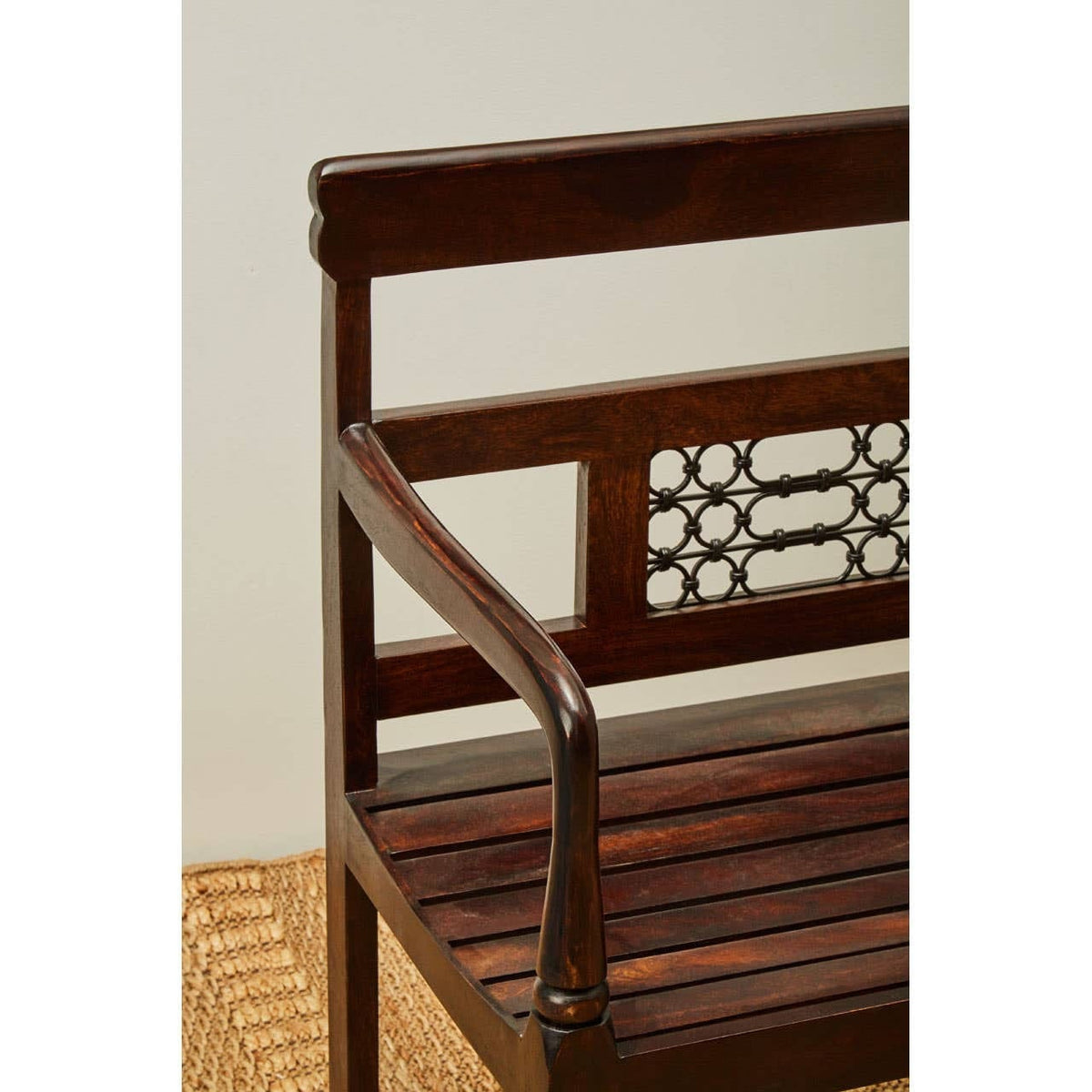 Hamilton Interiors Living Srina Dark Sheesham Wood Bench House of Isabella UK