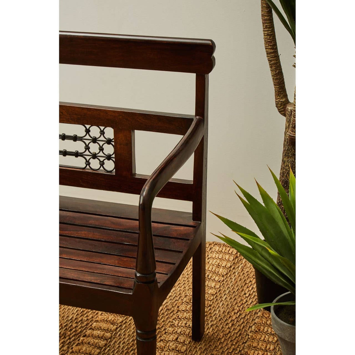 Hamilton Interiors Living Srina Dark Sheesham Wood Bench House of Isabella UK