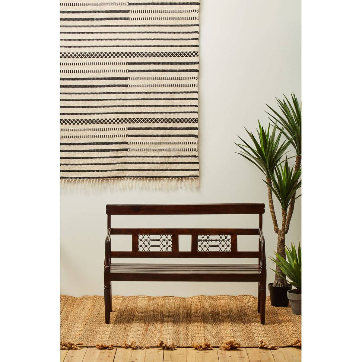 Hamilton Interiors Living Srina Dark Sheesham Wood Bench House of Isabella UK