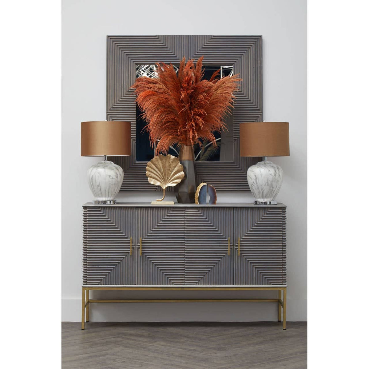 Hamilton Interiors Living Suar Grey Wash Mango Wood Sideboard House of Isabella UK