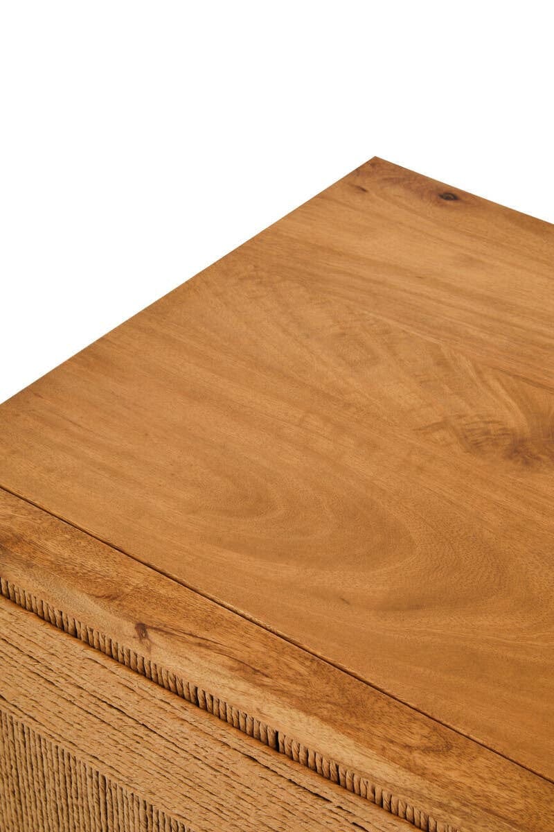 Hamilton Interiors Living Teora Mango Wood Paper Rope Detail Four Door Sideboard House of Isabella UK