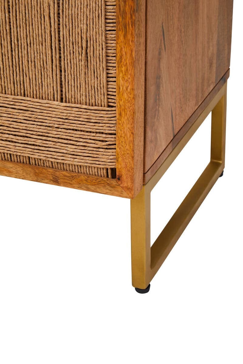 Hamilton Interiors Living Teora Mango Wood Paper Rope Detail Four Door Sideboard House of Isabella UK