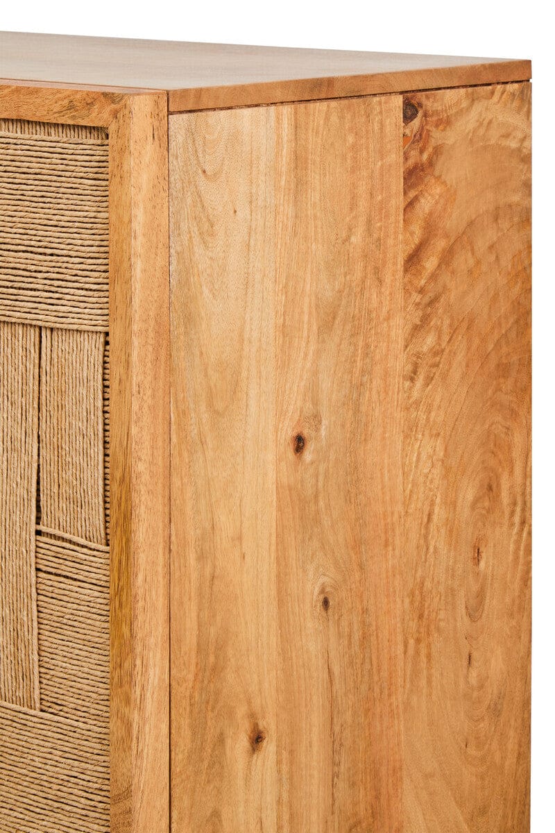 Hamilton Interiors Living Teora Paper Rope Detail Two Door Mango Wood Cabinet House of Isabella UK