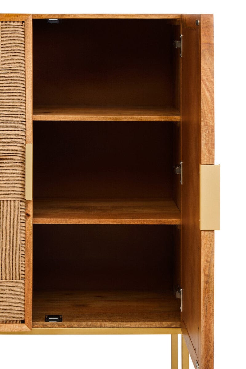 Hamilton Interiors Living Teora Paper Rope Detail Two Door Mango Wood Cabinet House of Isabella UK