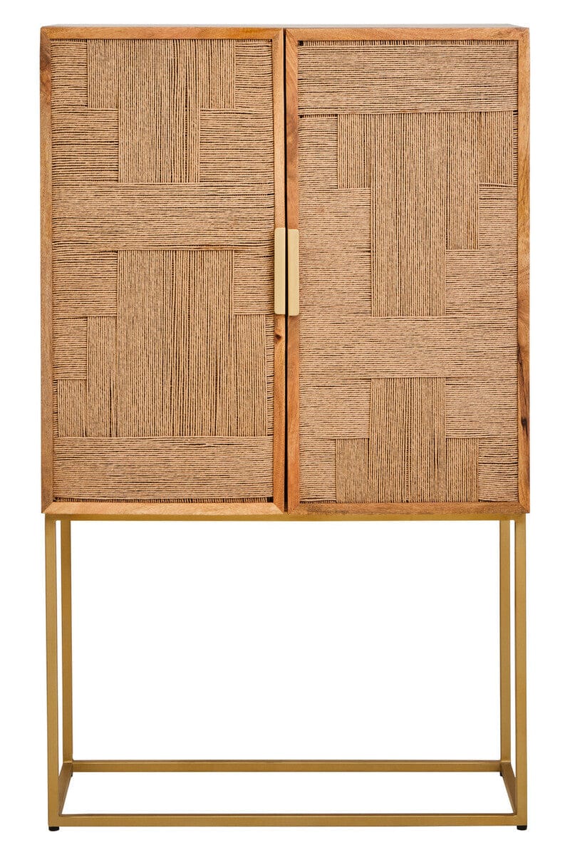 Hamilton Interiors Living Teora Paper Rope Detail Two Door Mango Wood Cabinet House of Isabella UK