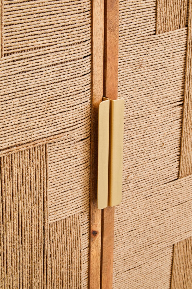 Hamilton Interiors Living Teora Paper Rope Detail Two Door Mango Wood Cabinet House of Isabella UK