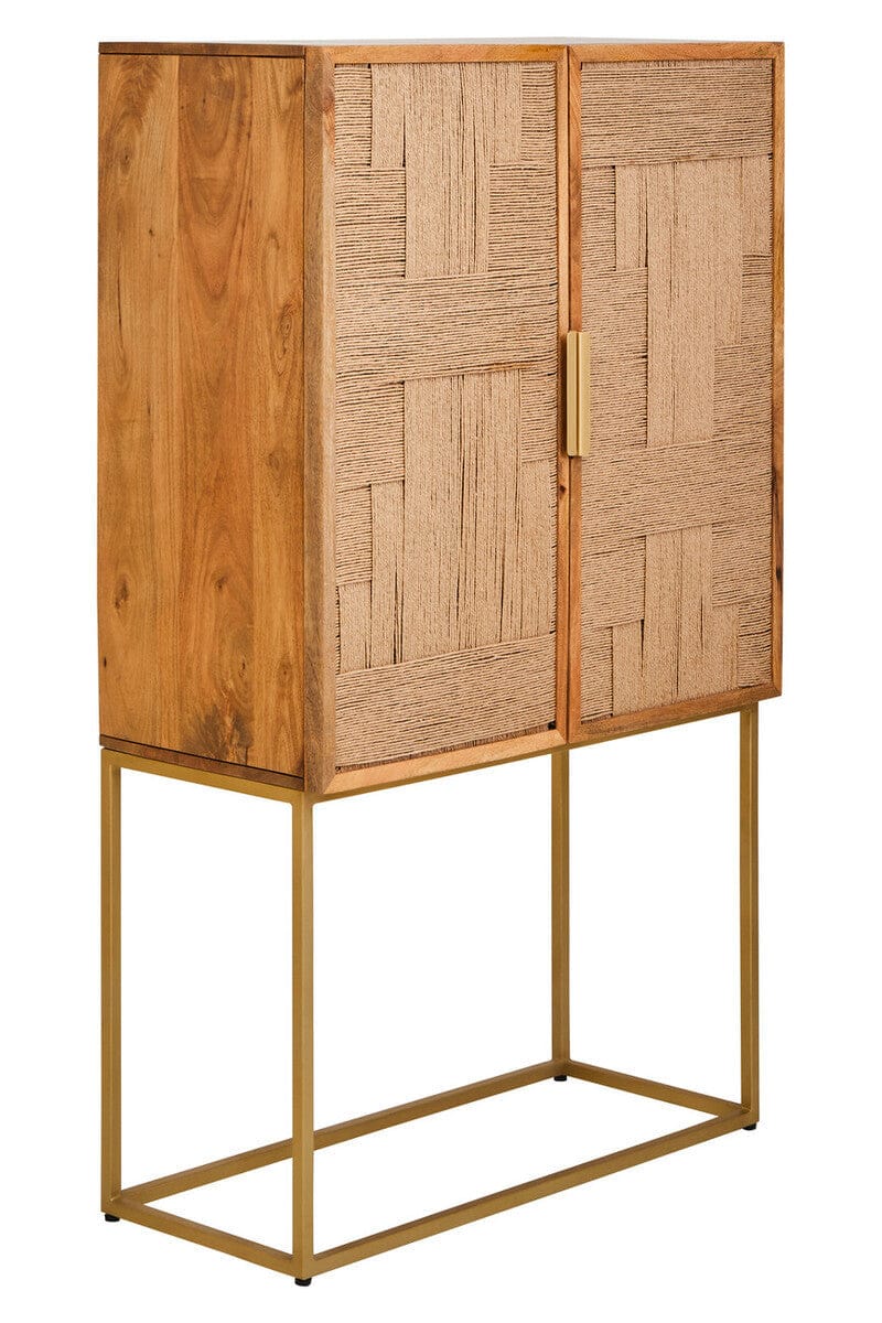 Hamilton Interiors Living Teora Paper Rope Detail Two Door Mango Wood Cabinet House of Isabella UK