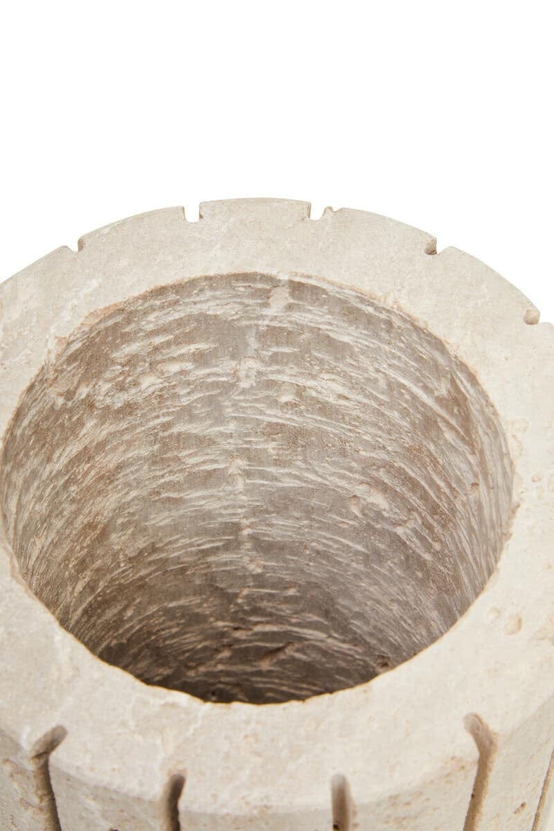 Hamilton Interiors Living Tibor Travertine Ribbed Vase House of Isabella UK