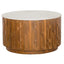 Hamilton Interiors Living Torcino Marble and Crarved Mango Wood Round Coffee Table House of Isabella UK