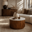 Hamilton Interiors Living Torcino Marble and Crarved Mango Wood Round Coffee Table House of Isabella UK