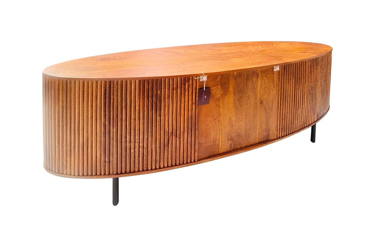 Hamilton Interiors Living Torello Two Door Three Drawer Mango Wood Oval Sideboard House of Isabella UK