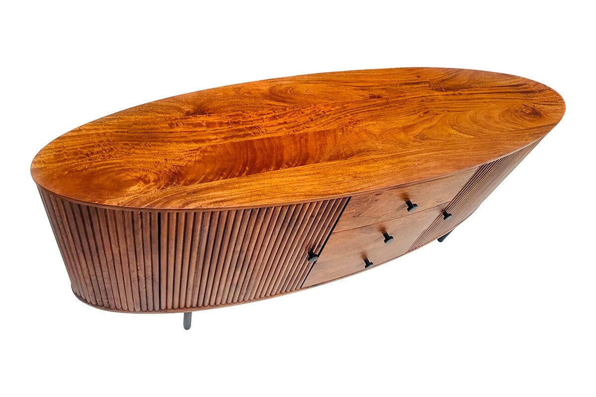 Hamilton Interiors Living Torello Two Door Three Drawer Mango Wood Oval Sideboard House of Isabella UK