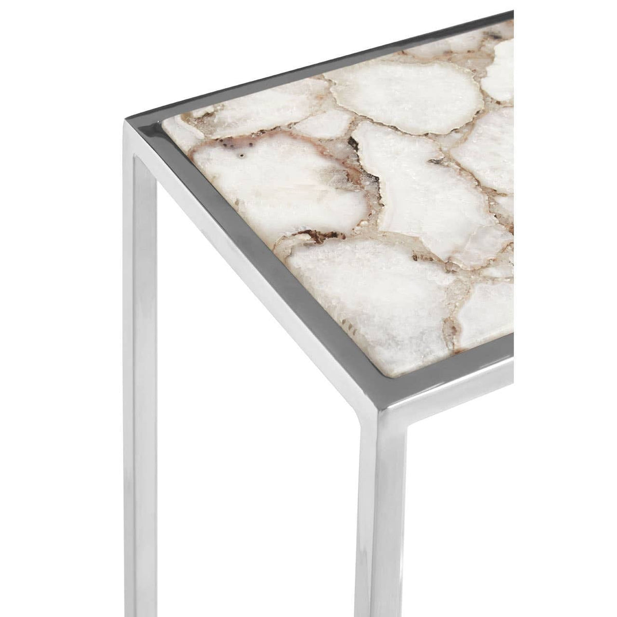 Hamilton Interiors Living Vita White And Silver Agate Side Table House of Isabella UK