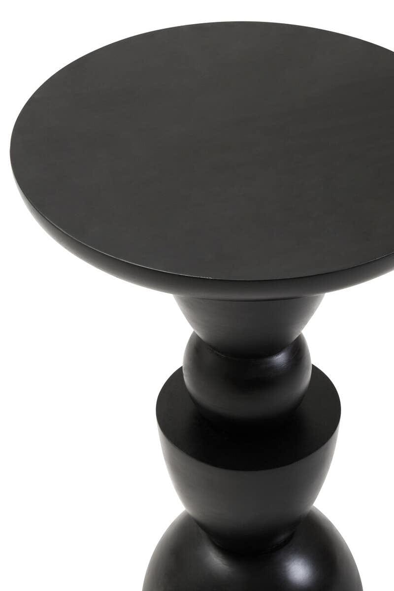 Hamilton Interiors Living Walsa Black Finish Mango Wood Circle Column Detail Side Table House of Isabella UK