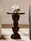 Hamilton Interiors Living Walsa Black Finish Mango Wood Circle Column Detail Side Table House of Isabella UK
