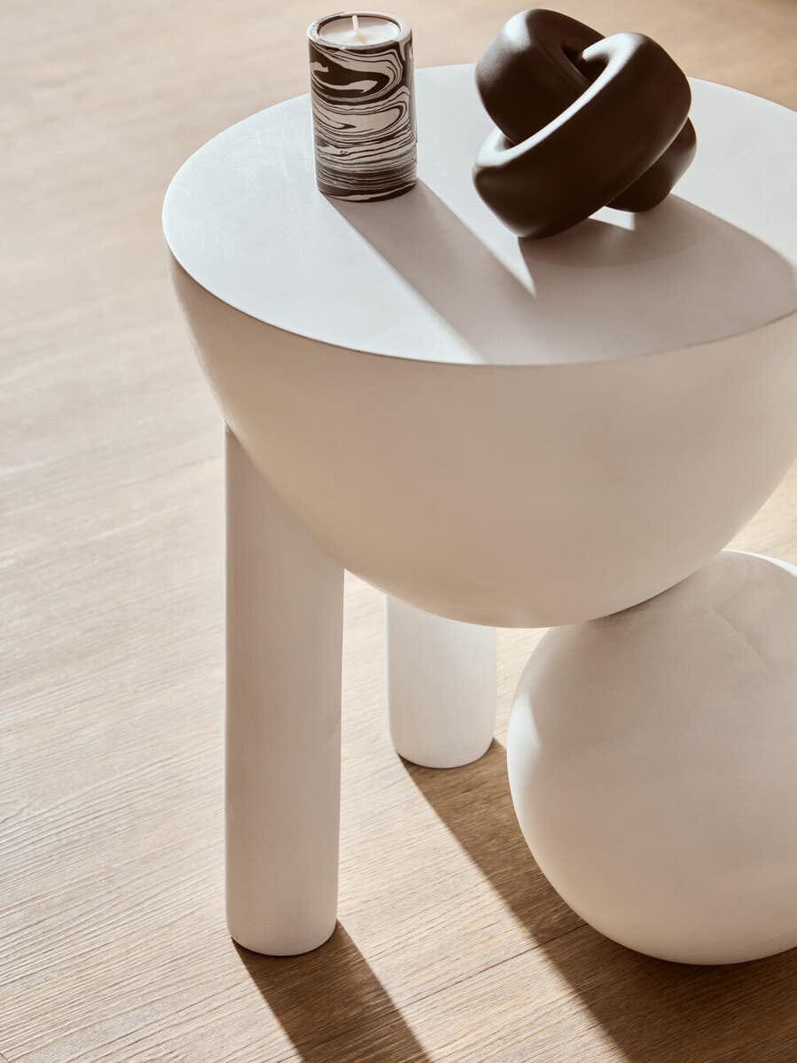 Hamilton Interiors Living Walsa Whitewash Mango Wood Ball Detail Side Table House of Isabella UK