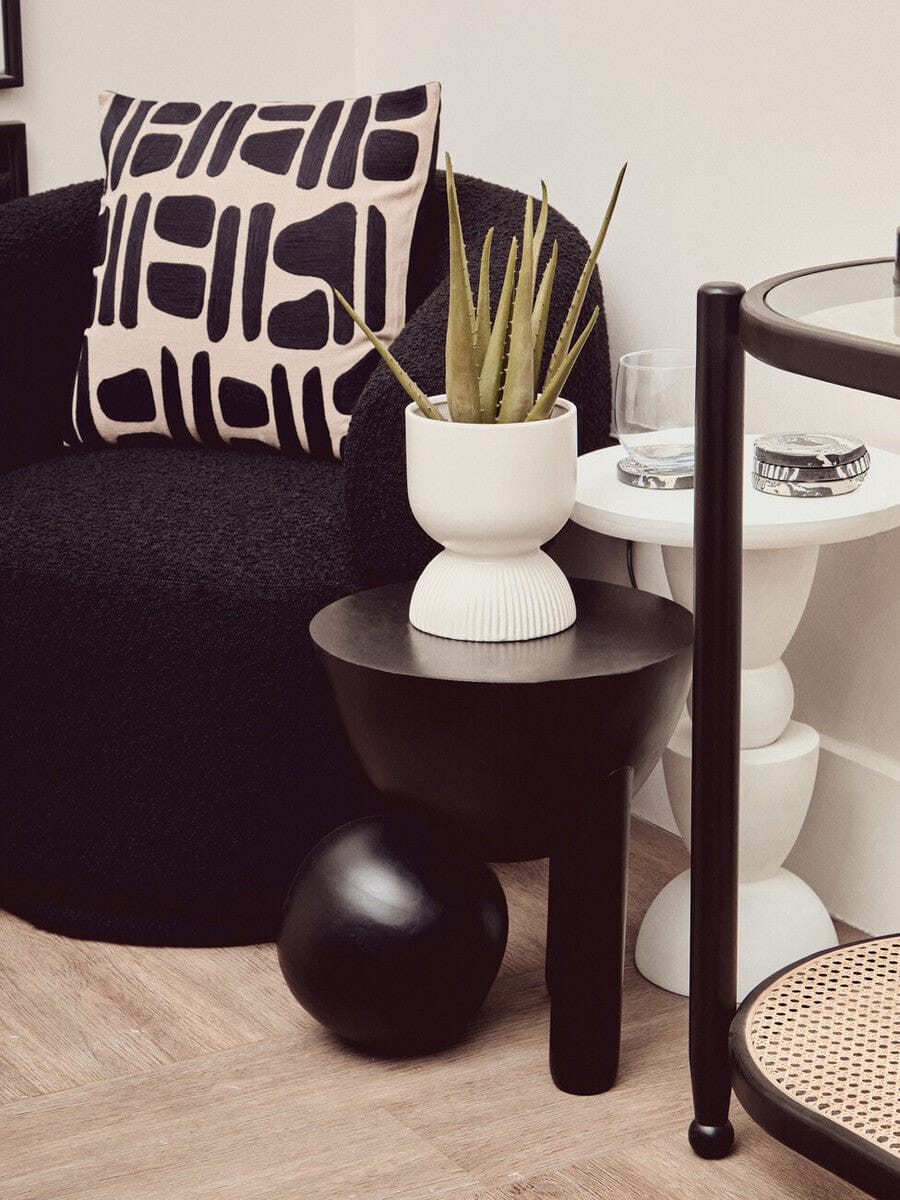 Hamilton Interiors Living Walsa Whitewash Mango Wood Circle Column Detail Side Table House of Isabella UK