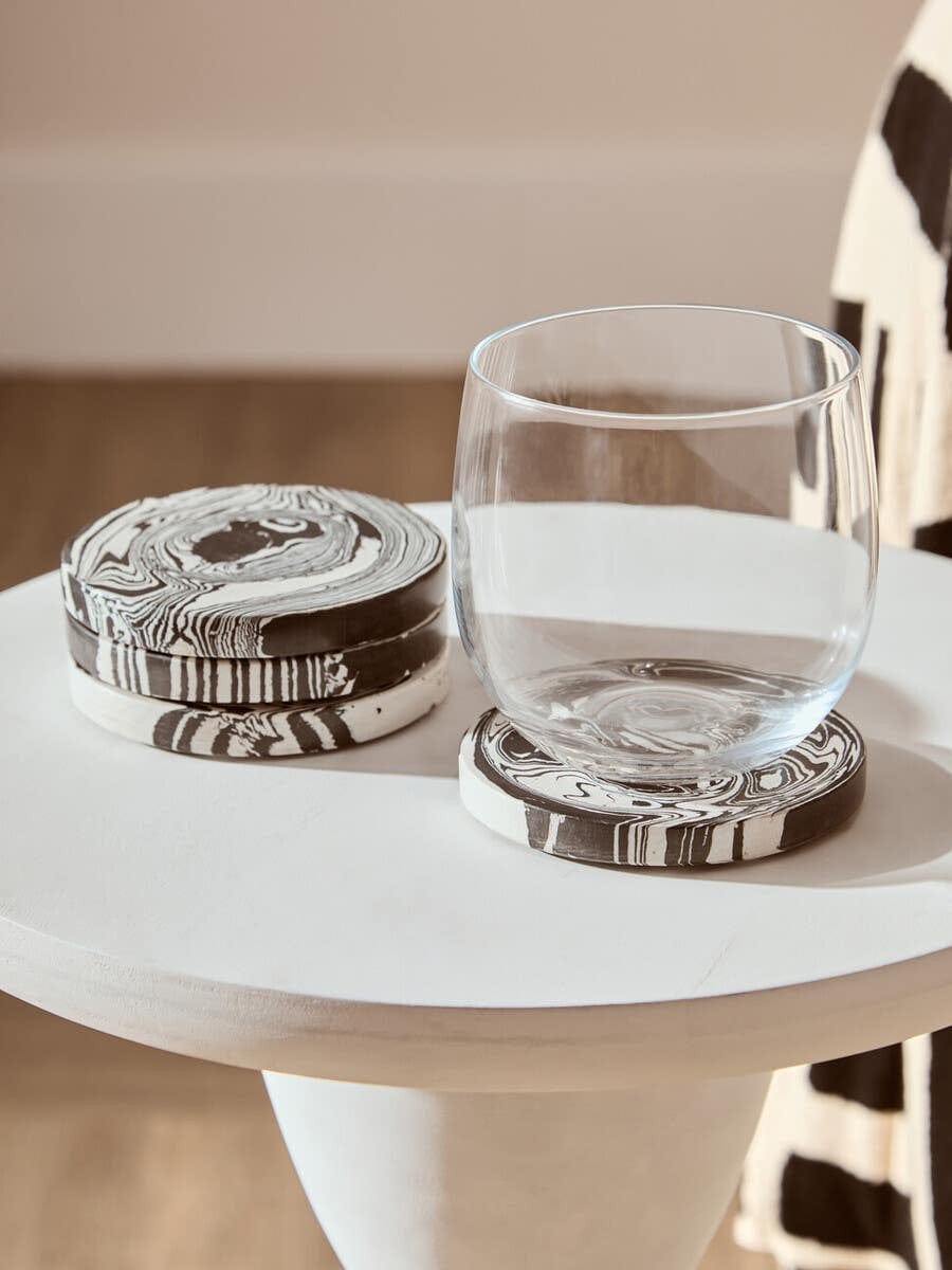 Hamilton Interiors Living Walsa Whitewash Mango Wood Circle Column Detail Side Table House of Isabella UK