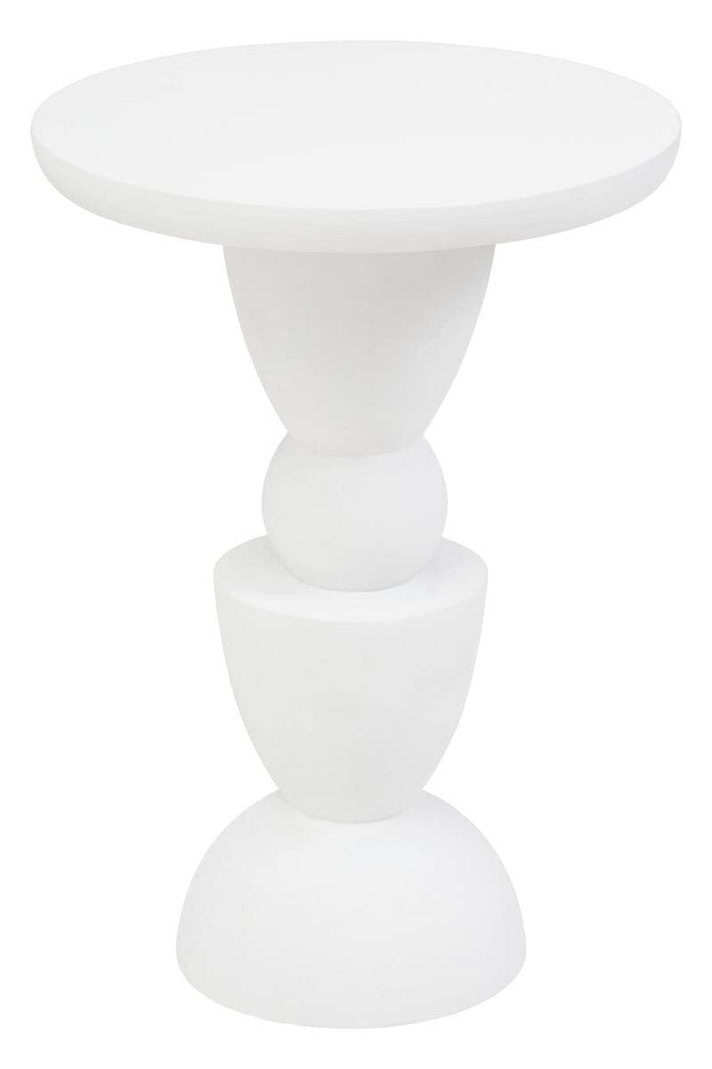 Hamilton Interiors Living Walsa Whitewash Mango Wood Circle Column Detail Side Table House of Isabella UK