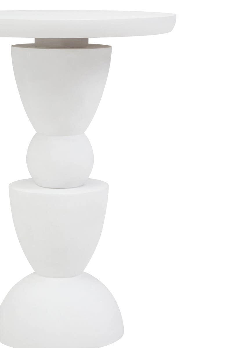 Hamilton Interiors Living Walsa Whitewash Mango Wood Circle Column Detail Side Table House of Isabella UK