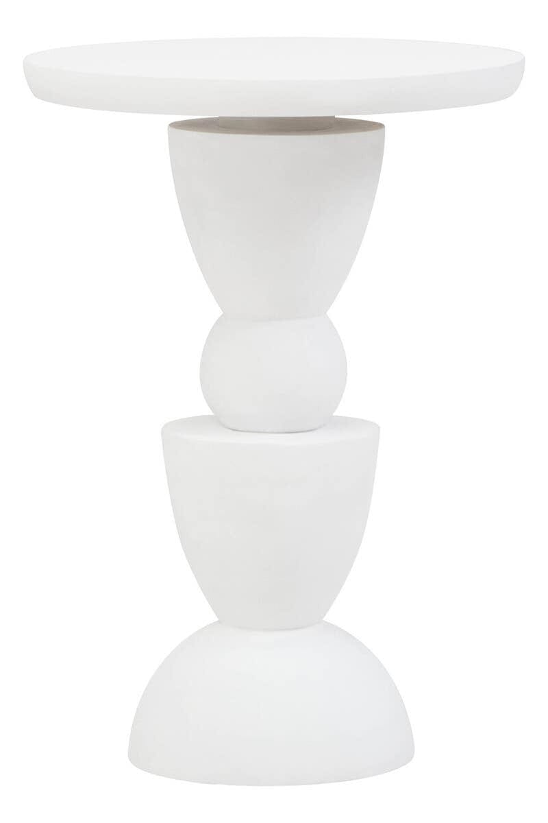 Hamilton Interiors Living Walsa Whitewash Mango Wood Circle Column Detail Side Table House of Isabella UK